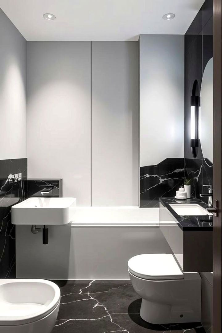 Modern Minimalism Sleek Black Marble Accents - 22 Black Marble Bathrooms