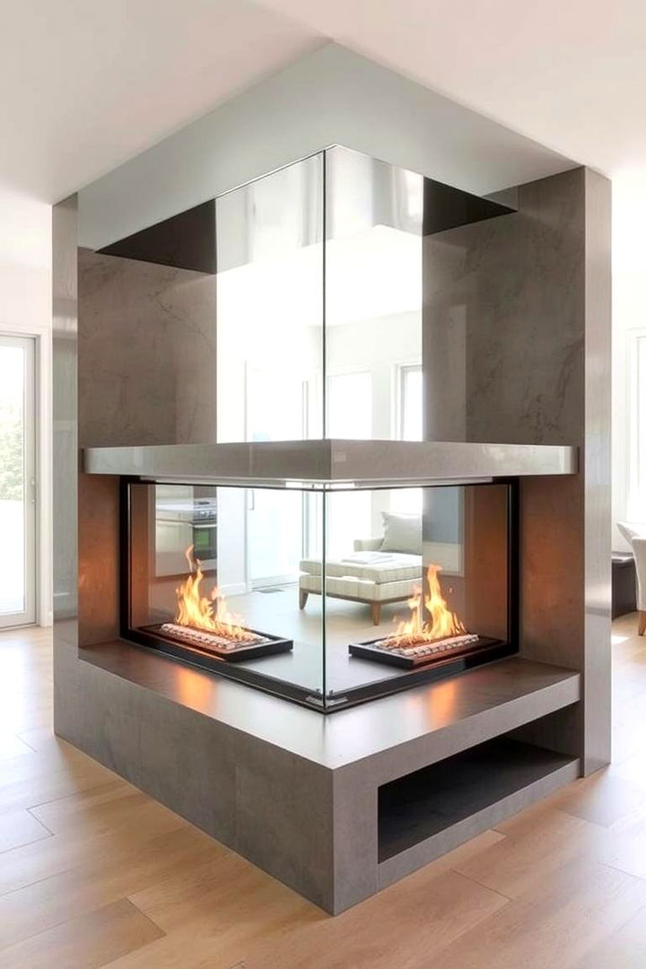 Modern Minimalism and Sleek Designs - 22 Double-sided Fireplace Ideas
