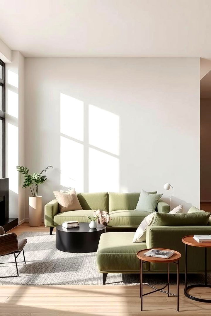 Modern Minimalism and the Sage Green Couch - 22 sage green couch living room ideas