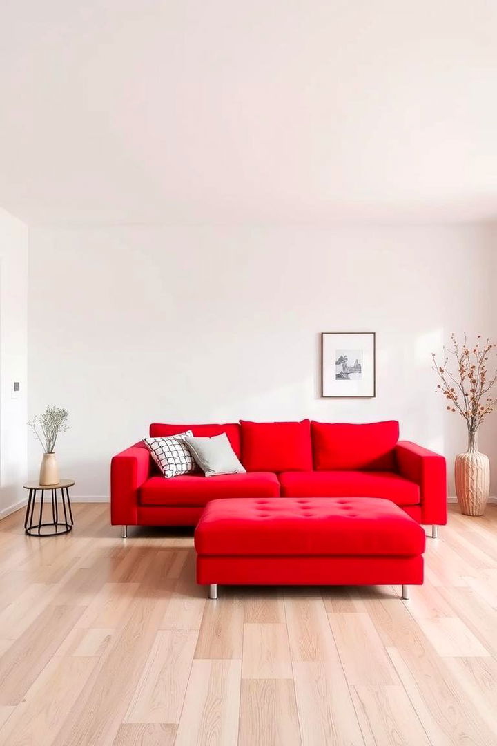 Modern Minimalism with a Pop of Red - 22 Red Couch Living Room Ideas