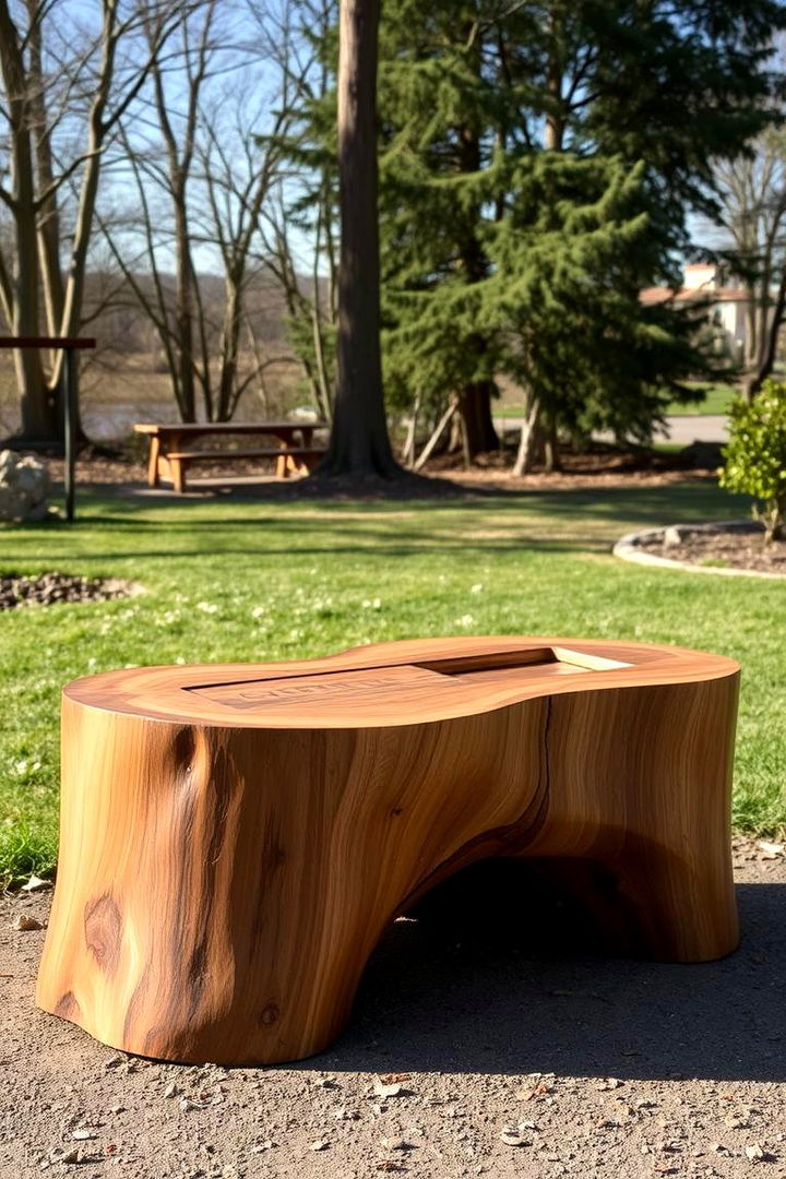 Modern Minimalist Bench - 22 Tree Stump Decorating Ideas