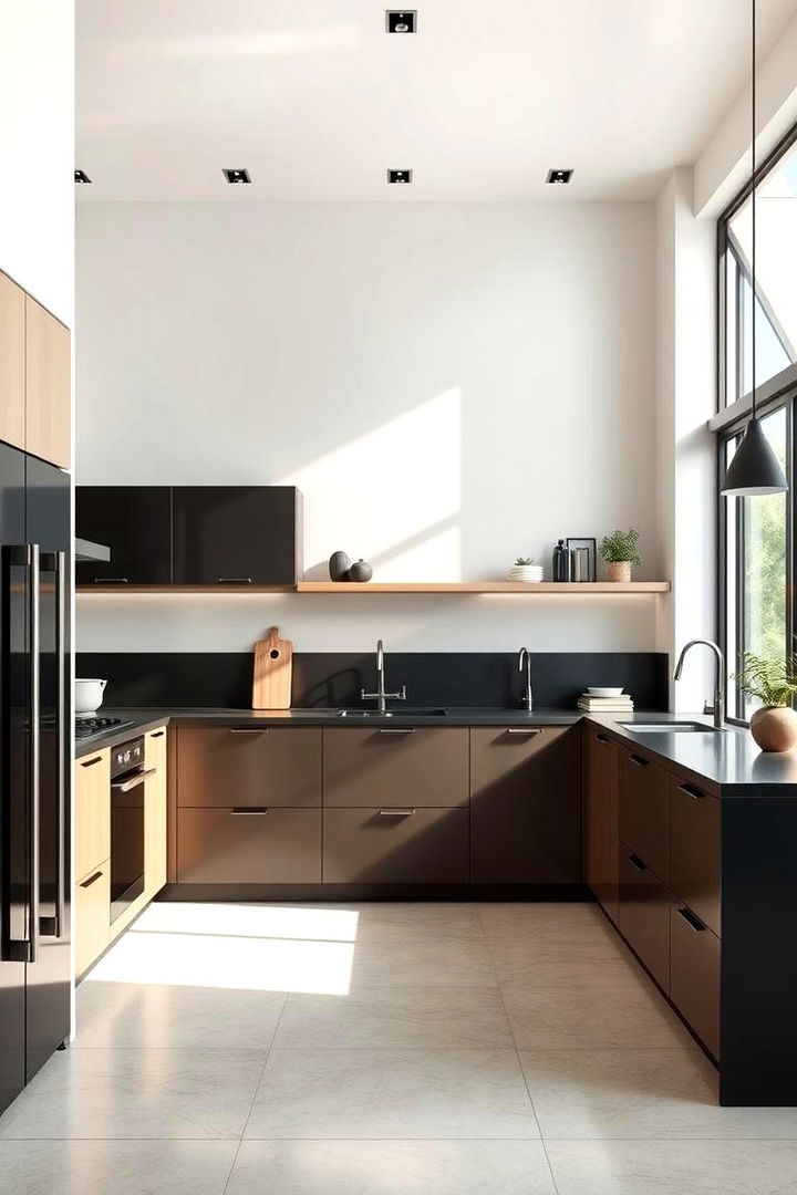 Modern Minimalist Blend of Black and Beige - 22 black and beige kitchen ideas