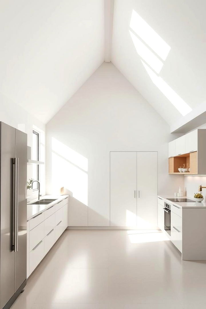 Modern Minimalist Charm in High Ceilings - 22 Vaulted Ceiling Kitchen Ideas