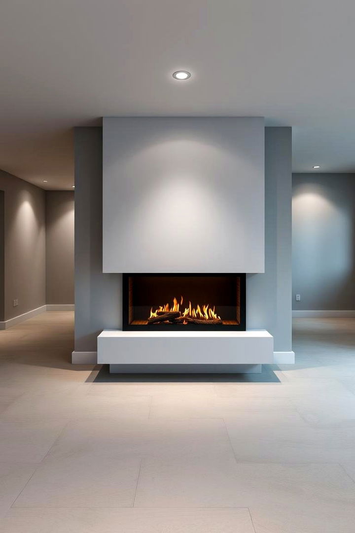 Modern Minimalist Charm - Basement Fireplace Ideas for a Warm and Inviting Space