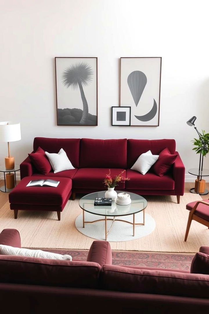 Modern Minimalist Chic - 22 Burgundy Sofa Living Room Ideas