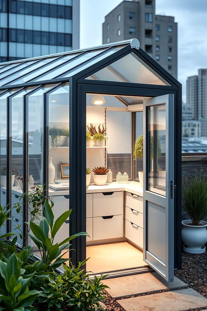 Modern Minimalist Corner - 22 Corner Greenhouse Ideas