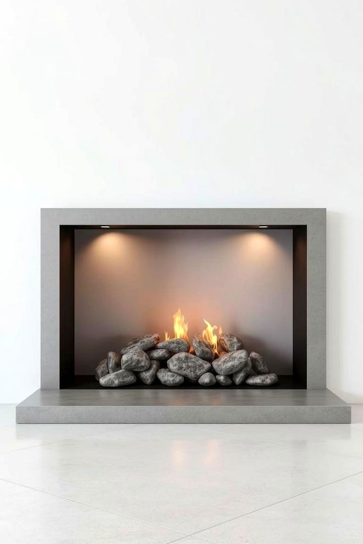 Modern Minimalist Design - 22 River Rock Fireplace Ideas