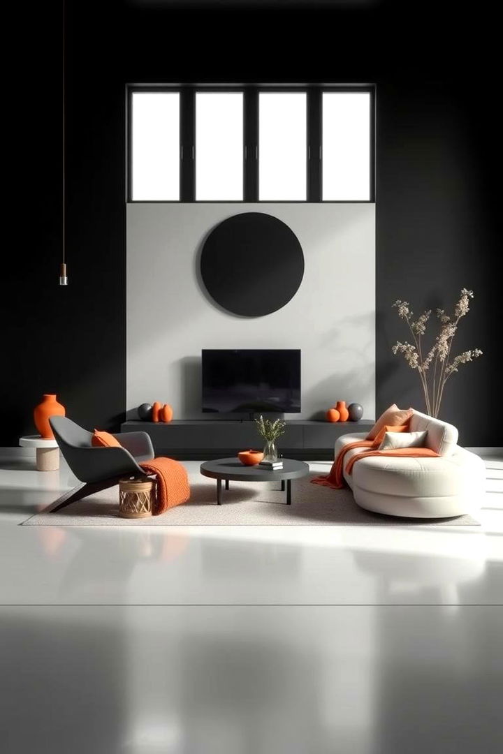 Modern Minimalist Design - 22 Black and Orange Living Room Ideas