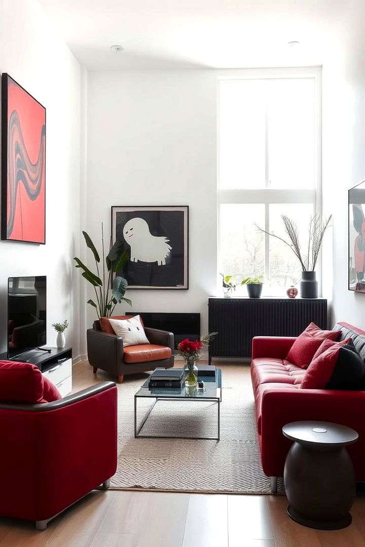 Modern Minimalist Elegance - 22 Black and Red Living Room Ideas