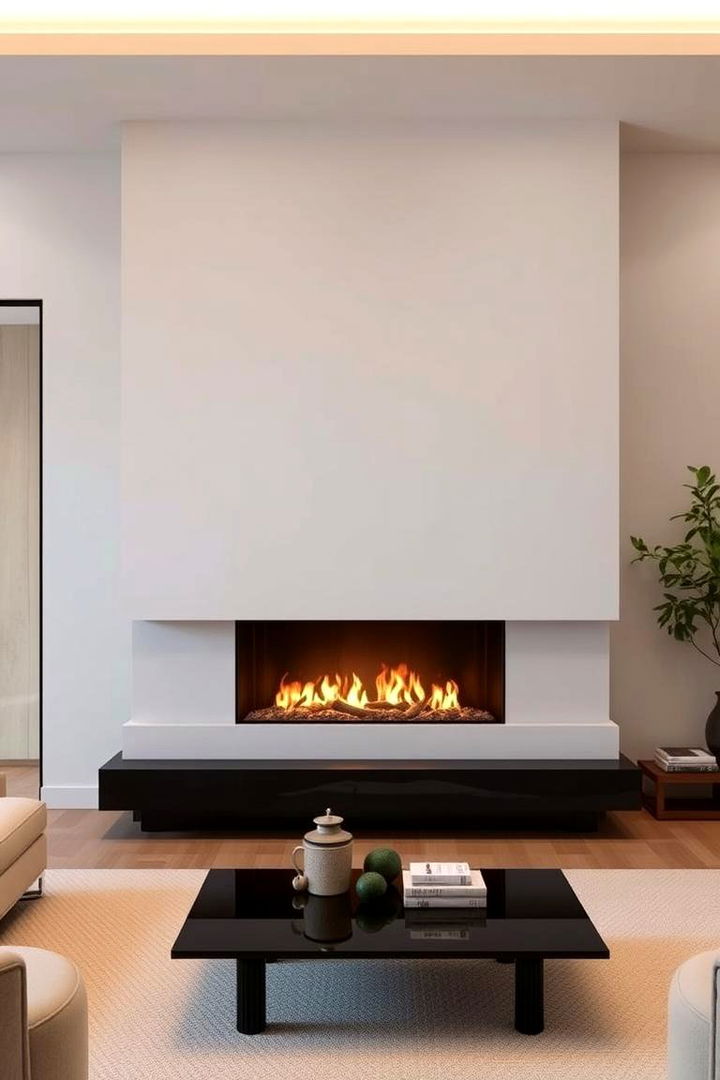 Modern Minimalist Fire Feature - 22 Living Room Fireplace Ideas
