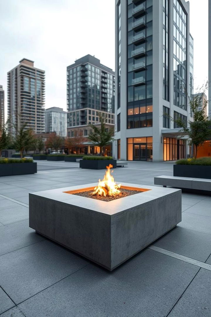 Modern Minimalist Fire Feature - Backyard Fire Pit Ideas for Cozy Landscaped Gatherings