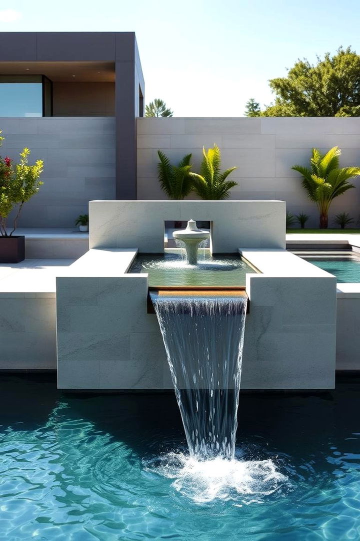 Modern Minimalist Fountain Design - 22 Pool Fountain Ideas