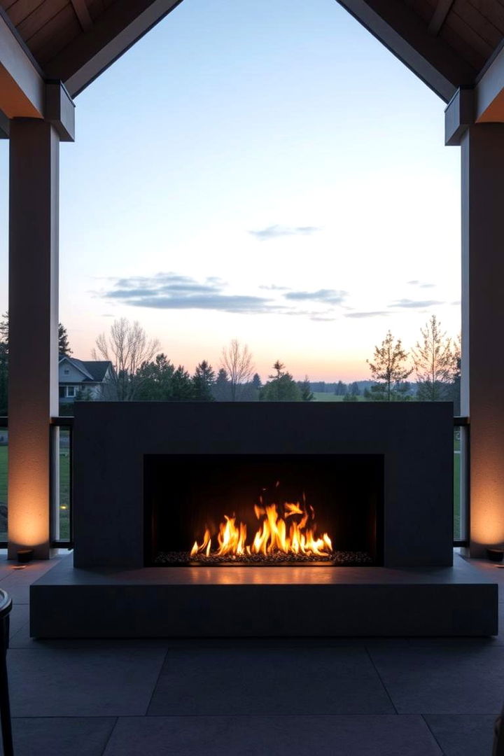 Modern Minimalist Glow - 22 Porch Fireplace Ideas