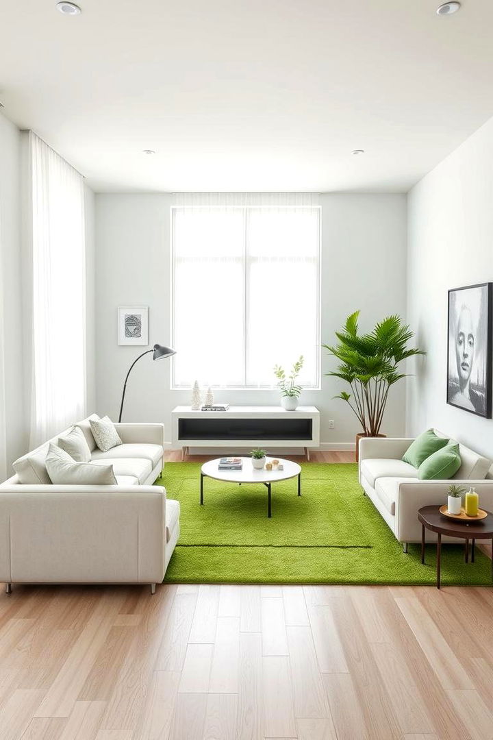 Modern Minimalist Green - 22 Green Carpet Living Room Ideas