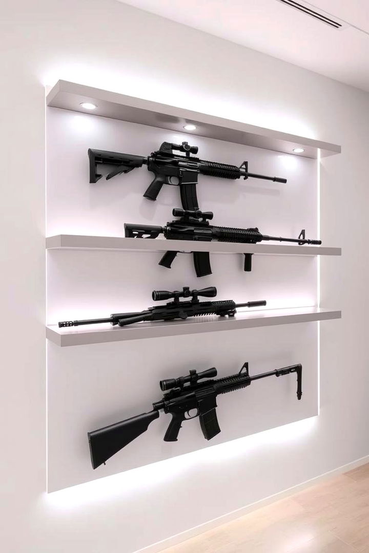 Modern Minimalist Gun Showcase - 22 Gun Wall Ideas