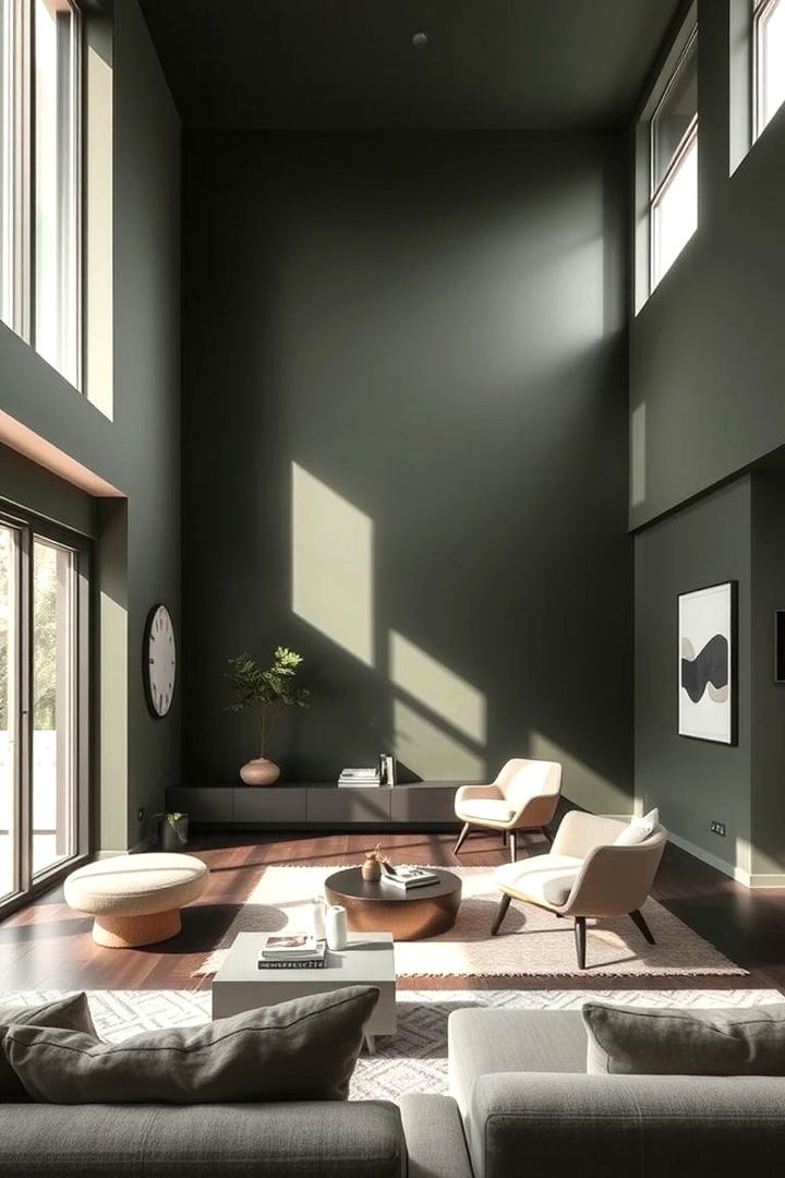 Modern Minimalist Interiors - 22 Dark Olive Green House Designs