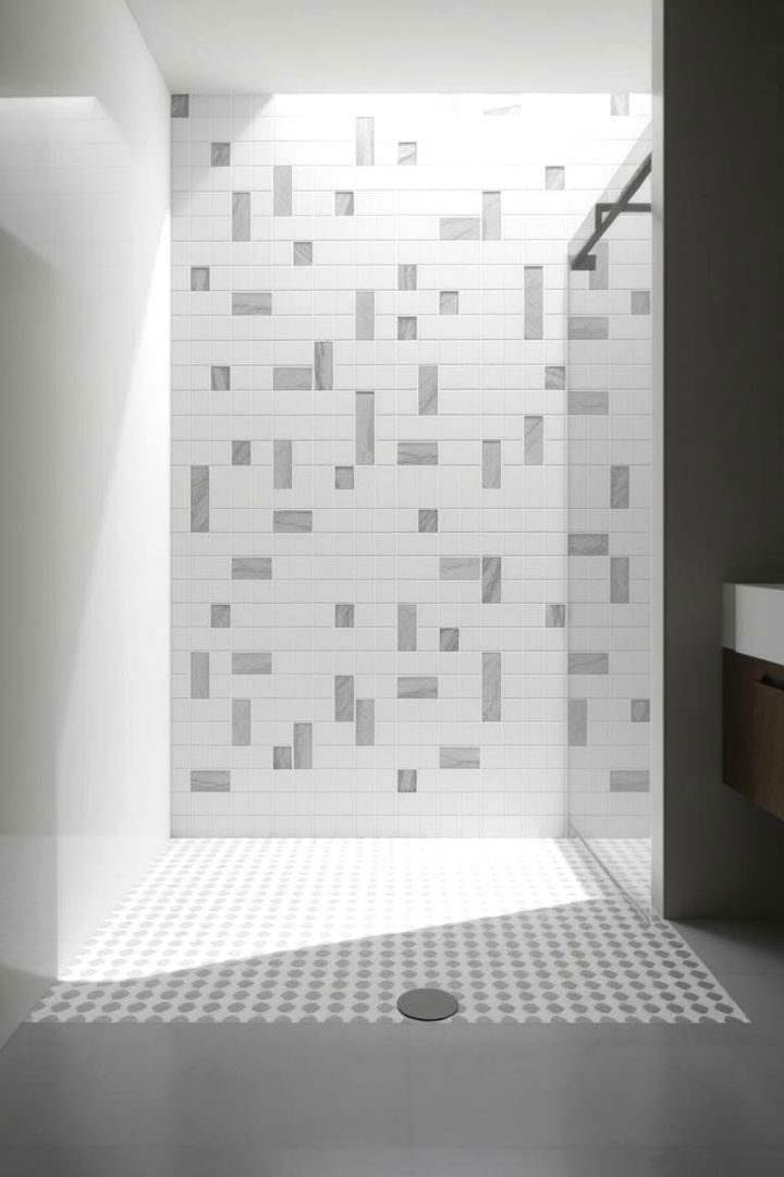 Modern Minimalist Mosaic - 22 Bathroom Mosaic Floor Tile Ideas