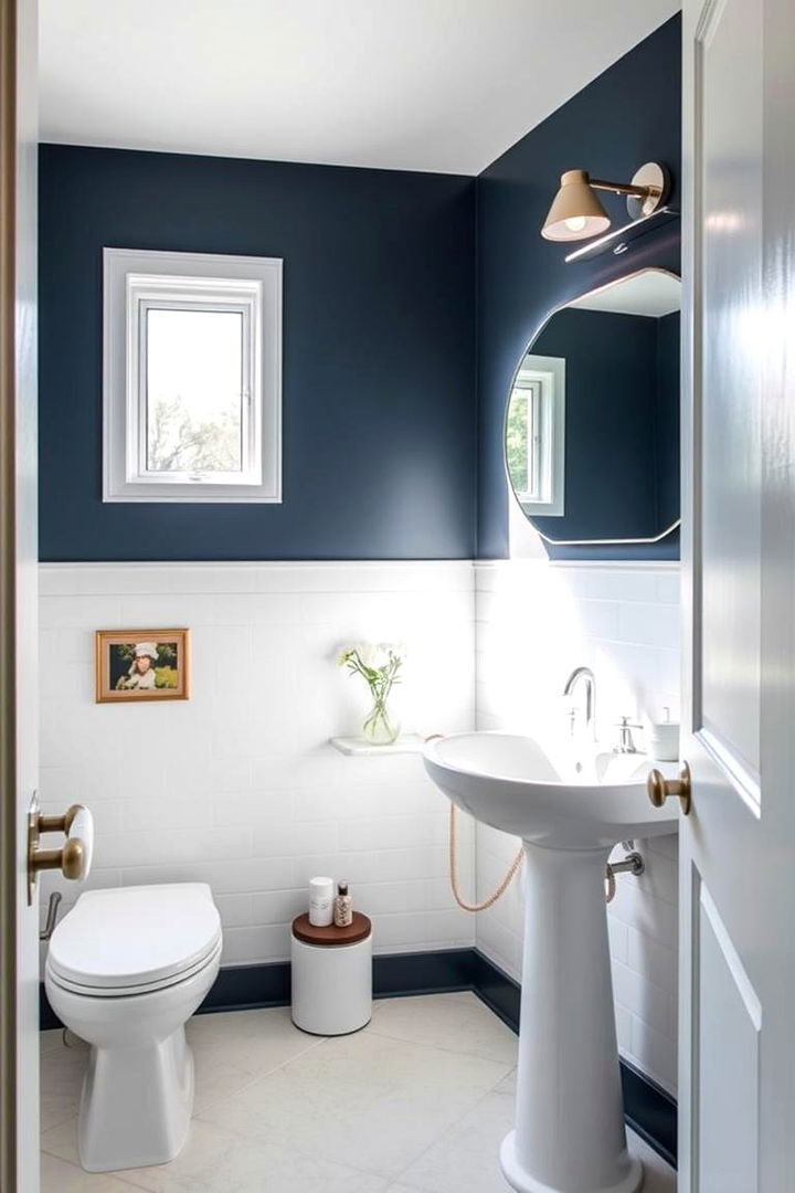 Modern Minimalist Navy Touches - 22 navy blue powder room ideas