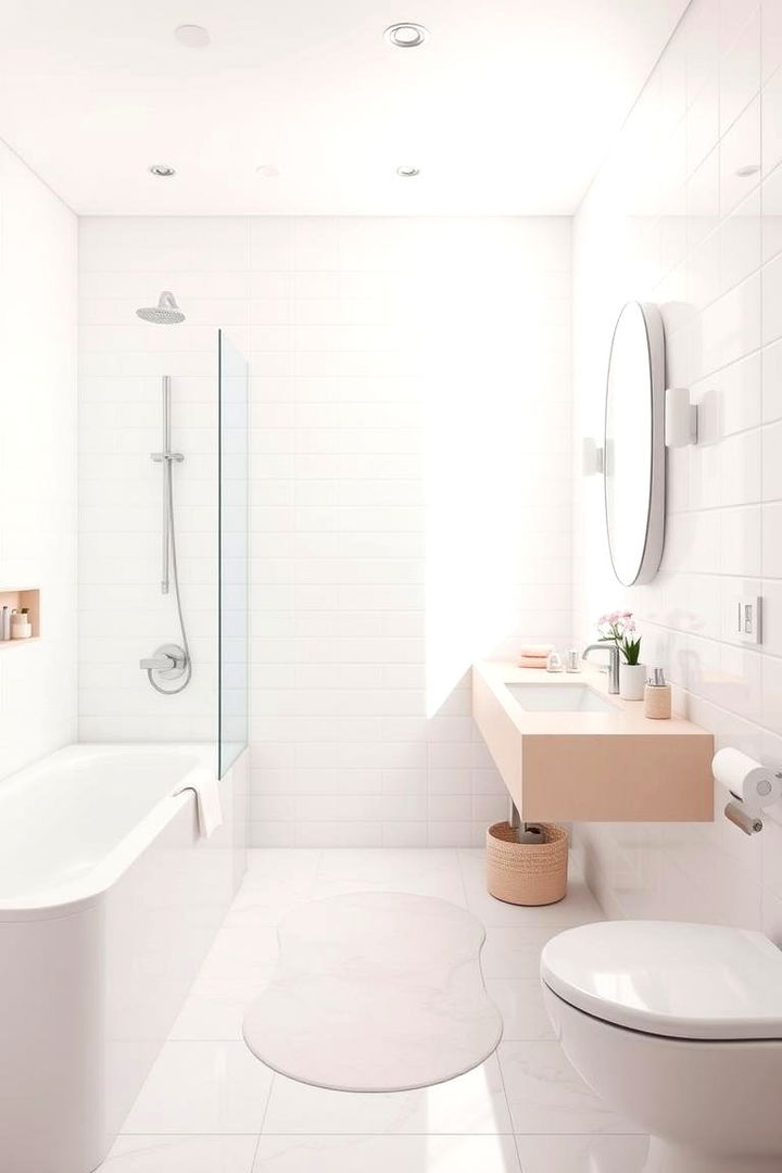 Modern Minimalist Pink and White Combo - 22 Pink Bathroom Ideas
