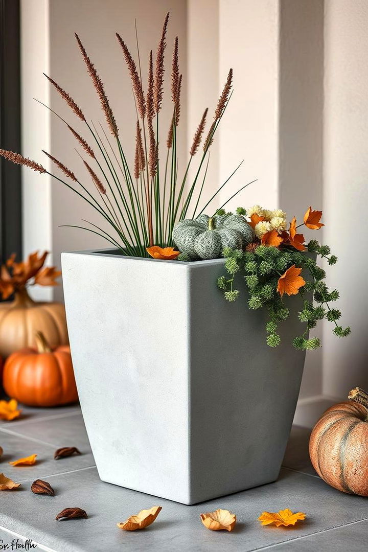 Modern Minimalist Planter with Rustic Touch - 22 Fall Planter Ideas