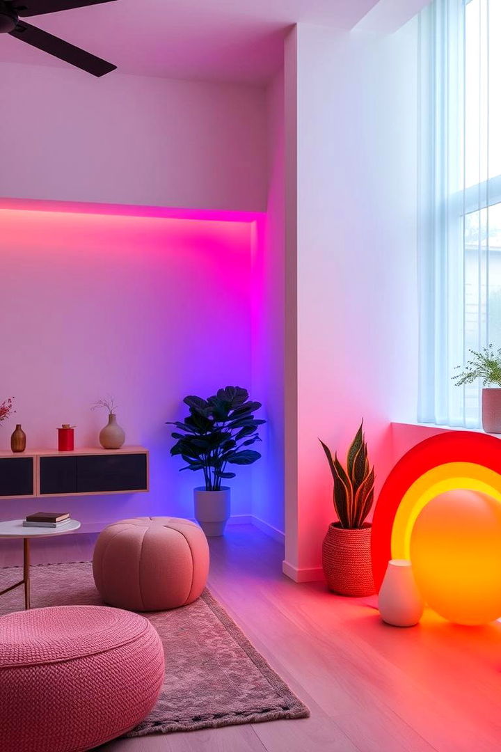 Modern Minimalist Rainbow Touches - 22 Rainbow Bedroom Ideas