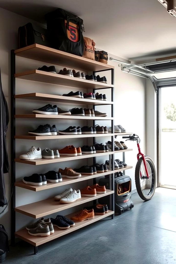 Modern Minimalist Shoe Shelves - 22 Garage Shoe Storage Ideas