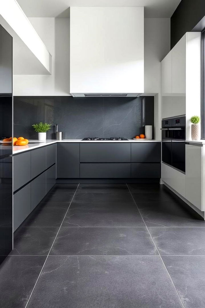 Modern Minimalist Slate - 22 Black and White Kitchen Backsplash Ideas