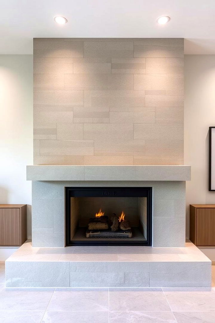Modern Minimalist Stone Fireplace - 22 Stone Fireplace Ideas