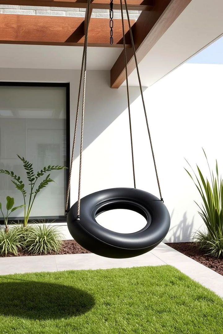 Modern Minimalist Tire Swing - 22 Tire Swing Ideas