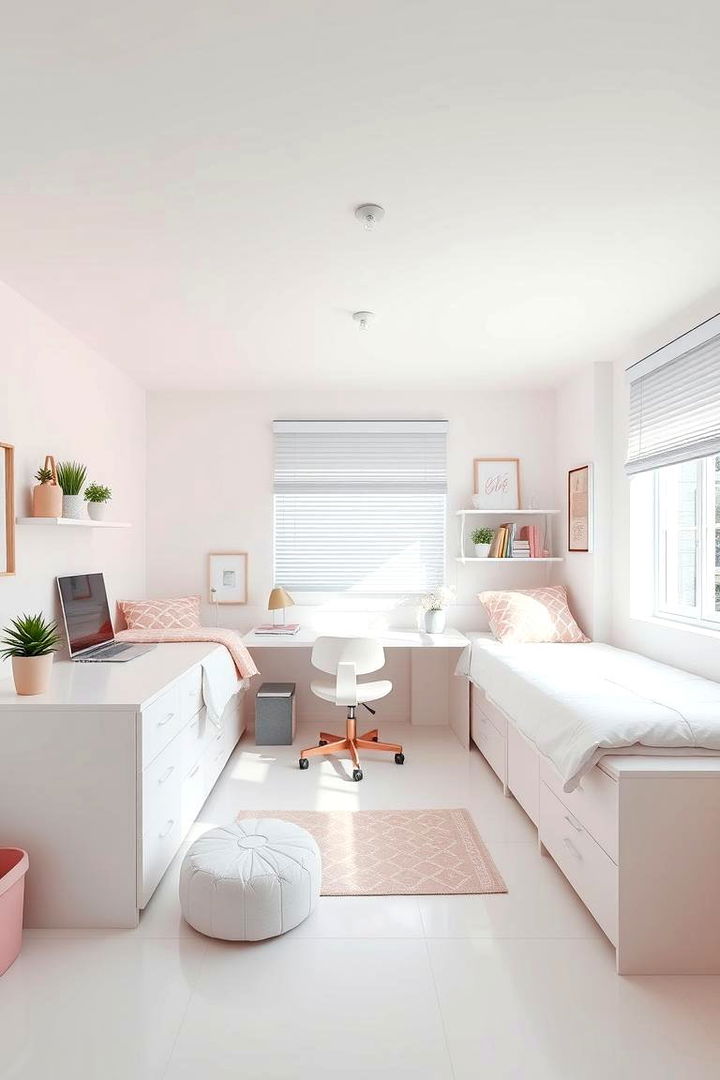 Modern Minimalist Touch - 22 Pink Dorm Room Ideas