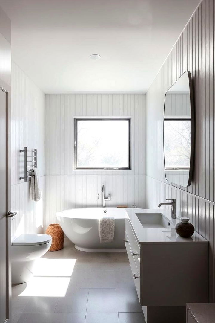 Modern Minimalist Touch with Beadboard Panels - 22 Beadboard Bathroom Ideas