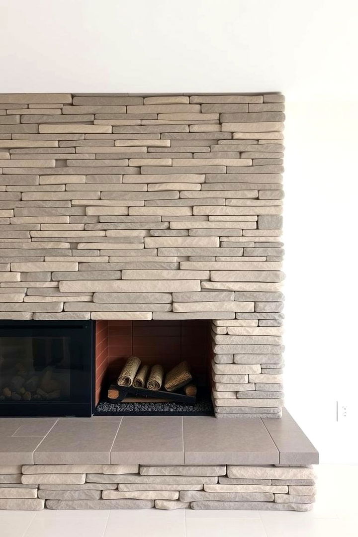 Modern Minimalist Vibe - 22 Stacked Stone Fireplace Ideas