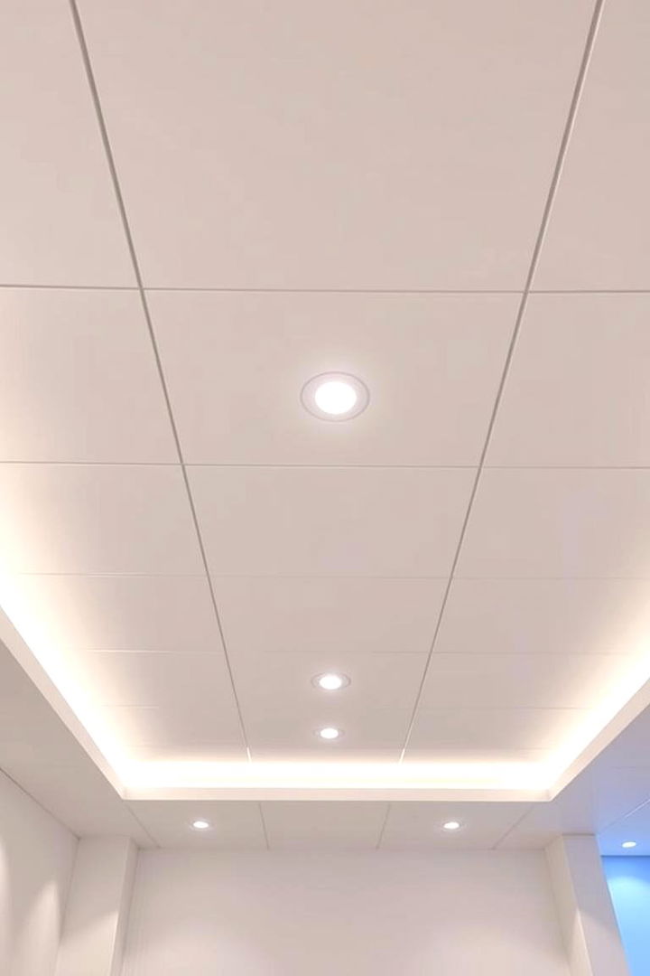 Modern Minimalist White Panels - 22 Basement Drop Ceiling Ideas