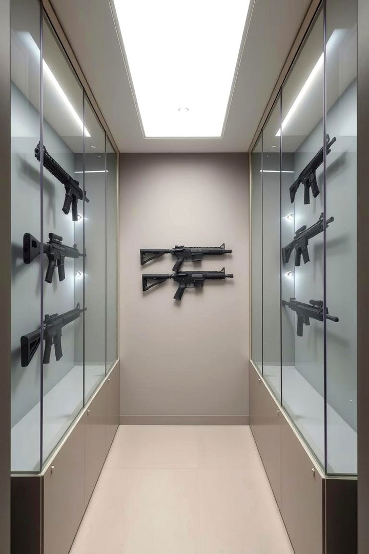 Modern Minimalistic Gun Display - 22 Man Cave Gun Room Ideas