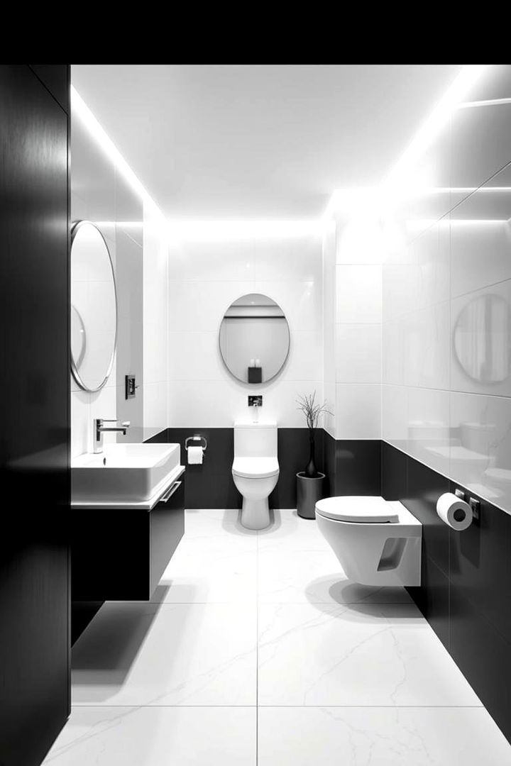 Modern Monochrome Aesthetic - 22 Black and White Powder Room Ideas