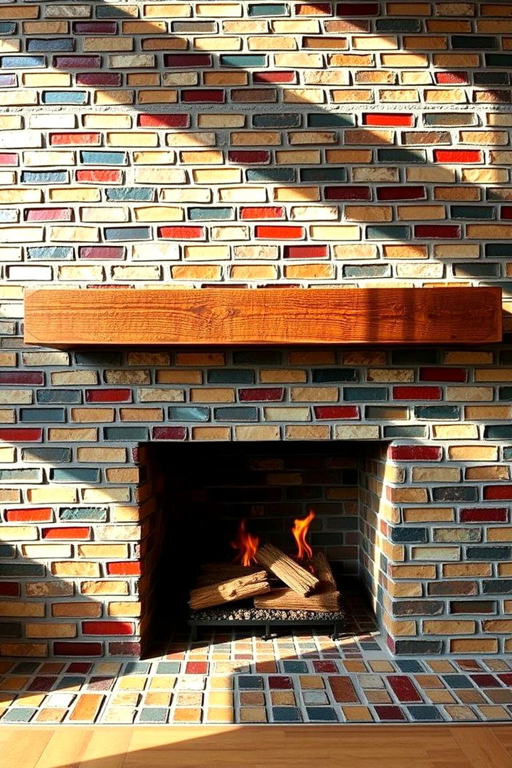 Modern Mosaic - 22 Painted Brick Fireplace Ideas