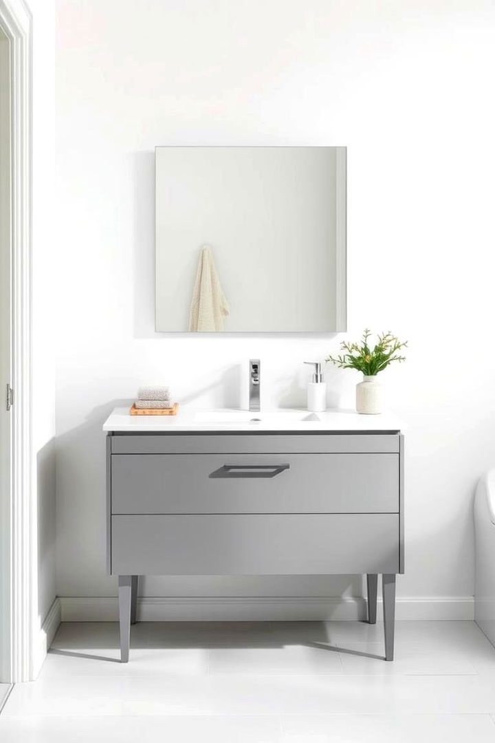 Modern No Frills Grey Vanity - 22 Grey Bathroom Vanity Design Ideas