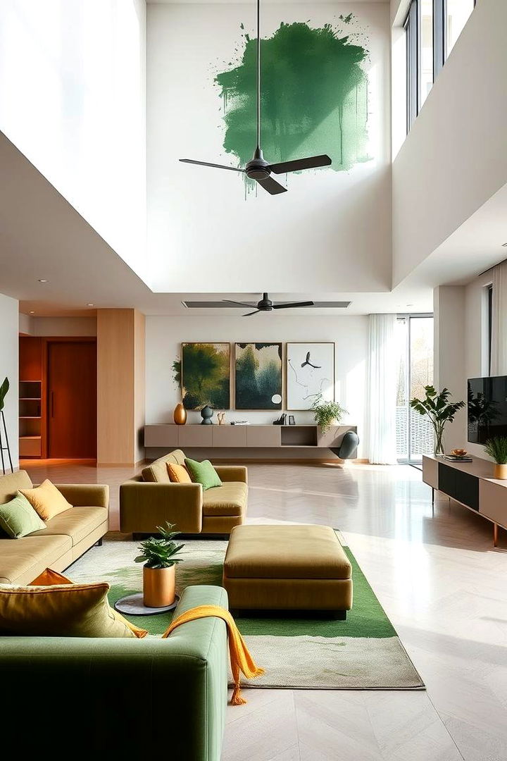 Modern Open Spaces - 22 Green and Gold Living Room Ideas