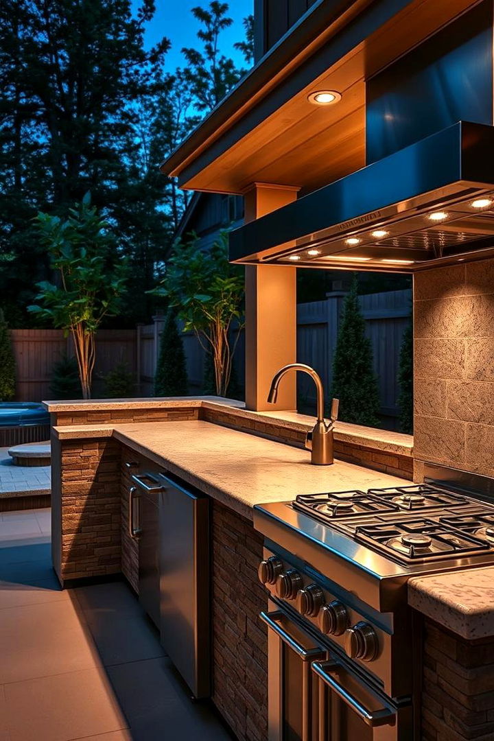 Modern Outdoor Kitchen Integration - 22 Hot Tub Landscaping Ideas