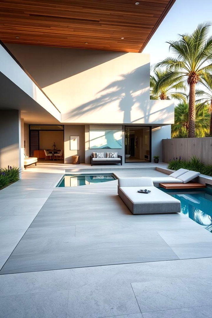 Modern Outdoor Living Space - 22 Concrete Pool Deck Ideas
