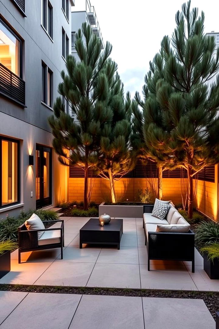 Modern Residential Pine Courtyard - 22 Pine Tree Landscape Ideas