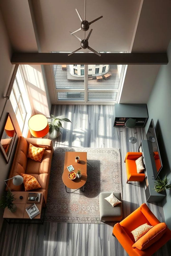 Modern Retro Charm - 22 Orange and Grey Living Room Ideas