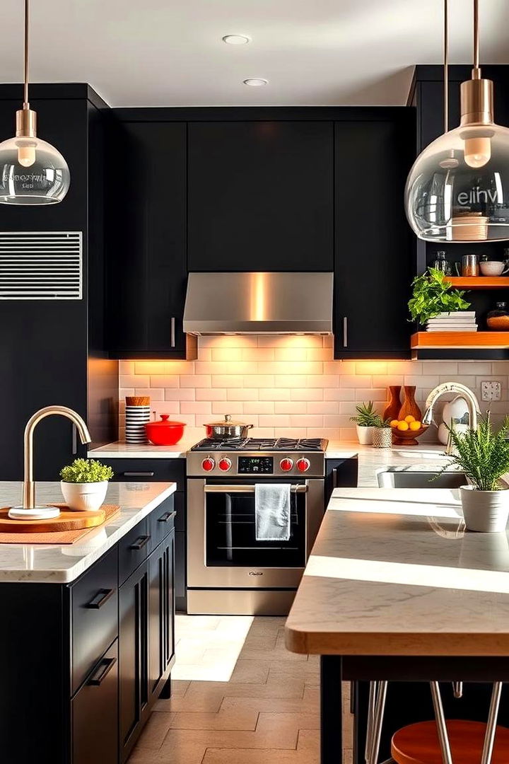 Modern Retro Fusion Kitchen - 22 Dark Kitchen Ideas