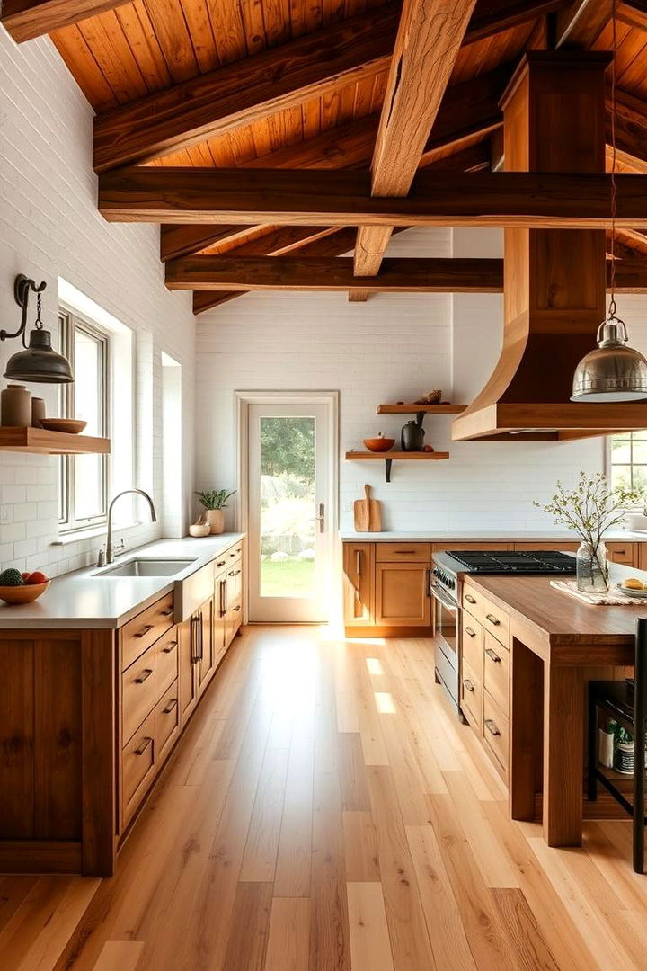 Modern Rustic Accents - 22 Light Wood Floor Kitchen Ideas
