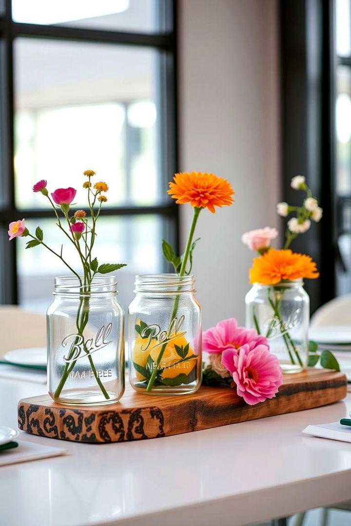 Modern Rustic Fusion - 22 Mason Jar Wedding Centerpieces