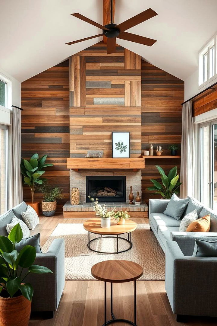 Modern Rustic Mixed Materials Natural Green and Warm Grey - 22 Green and Grey Living Room Ideas