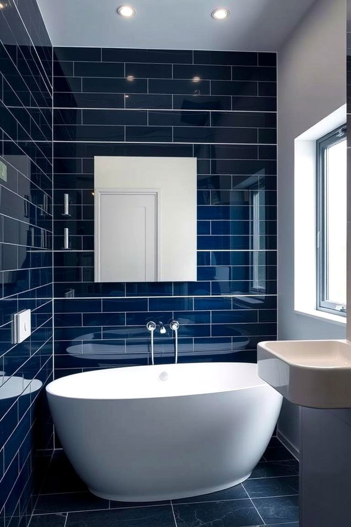 Modern Sapphire Elegance - 22 Blue Tile Bathroom Ideas