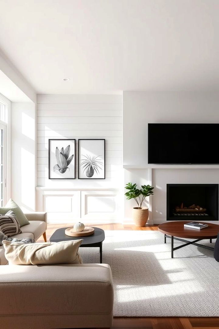 Modern Shiplap Elegance - Elegant Living Room Wainscoting Design Concepts