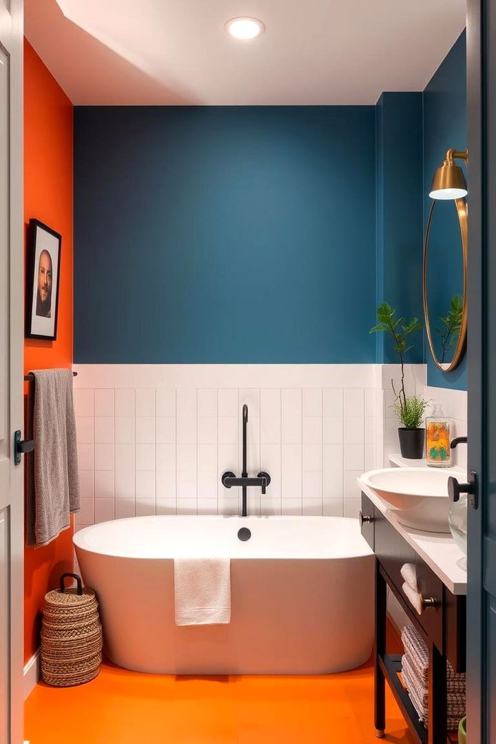 Modern Shiplap with Bold Accent Colors - Shiplap Bathroom Ideas for a Fresh, Modern Look