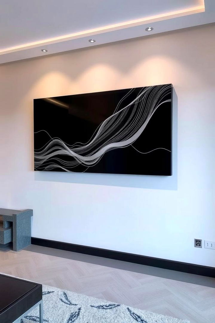 Modern Silver Wall Graphics - 22 Silver Living Room Ideas